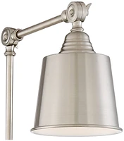 Mendes Modern Industrial Adjustable Swing Arm Wall Lamps with Cord Set of 2 Brushed Nickel Plug In Light Fixture Dimmable Metal Shade Bedroom Bedside