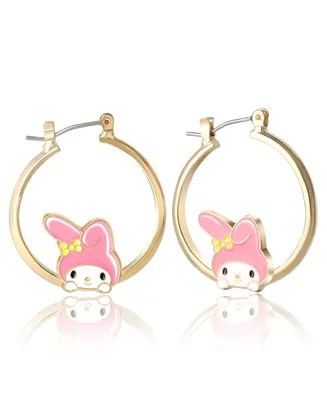 Sanrio Hello Kitty Women's Enamel Plated Hoop Earrings Officially Licensed
