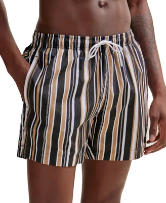 Boss by Hugo Men's Quick-Dry Fabric Striped Swim Shorts