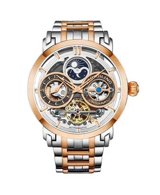 Stuhrling Men's Automatic Ss Rose Gold Toned Case, Rose Gold Toned Bezel, Rose Gold Toned Dial, Rose Gold Toned Hands, Silver Markers, Two Tone Rose a