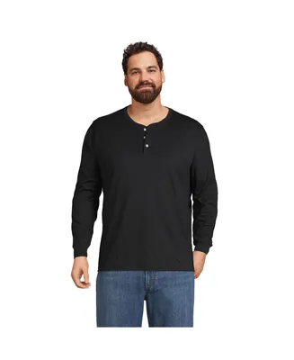Lands' End Men's Big & Tall Super-t Long Sleeve Henley T-Shirt