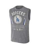 Men's Darius Rucker Collection by Fanatics Charcoal Distressed Los Angeles Dodgers Relaxed-Fit Muscle Tank Top