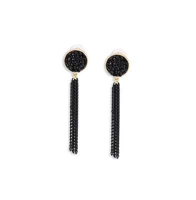 Sohi Women's Black Geometric Spiral Drop Earrings