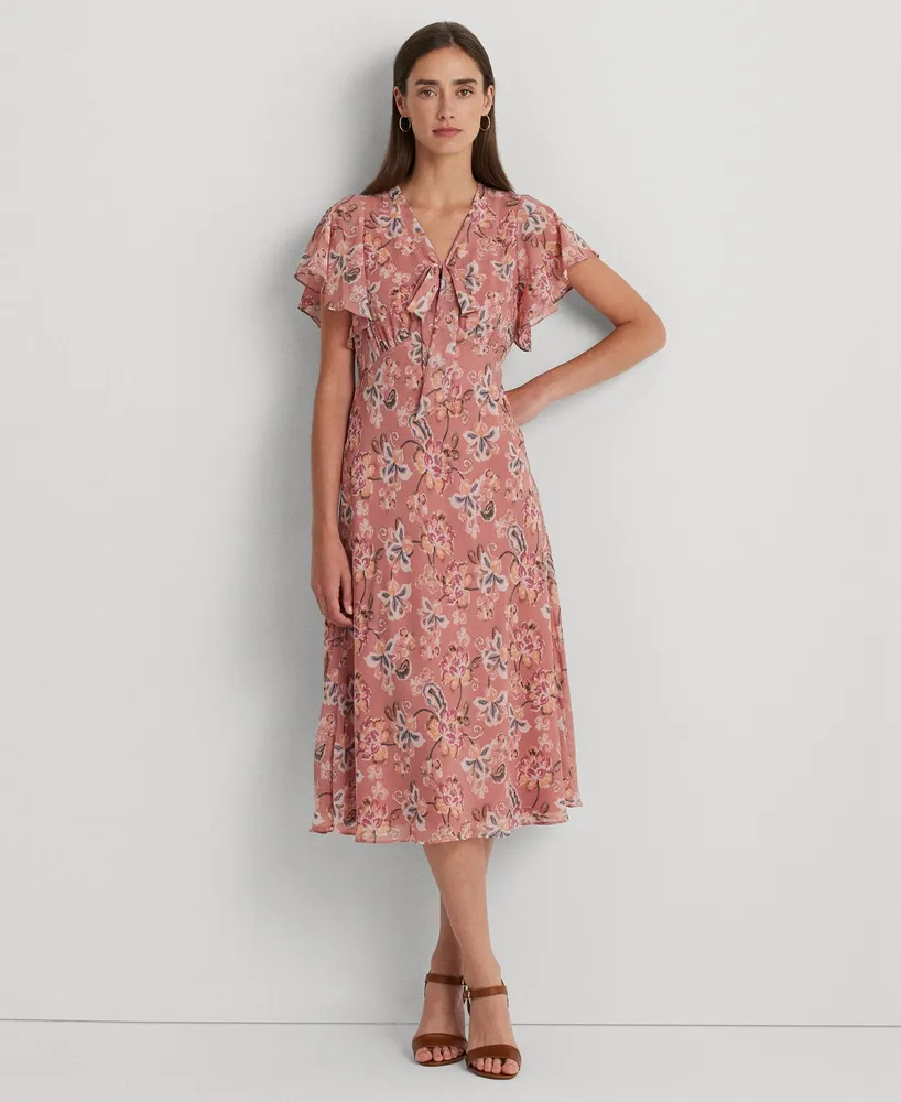 Lauren Ralph Lauren Womens Crinkled Maxi Fit & Flare Dress