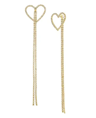 Steve Madden Faux Stone Heart Rhinestone Swag Earrings