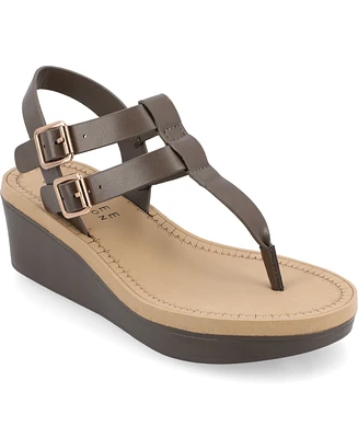 Journee Collection Women's Bianca Double Buckle Platform Wedge Sandals