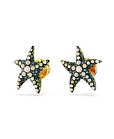 Swarovski Starfish, Small, Blue, Gold-Tone Idyllia Stud Earrings