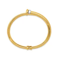 18k Yellow Gold Two-tone Bypass Hinged Bangle Bracelet