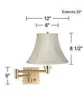 Alta Swing Arm Wall Mounted Lamp Warm Antique Brass Plug-In Light Fixture Dimmable Creme Fabric Bell Shade for Bedroom Bedside House Reading Living Ro