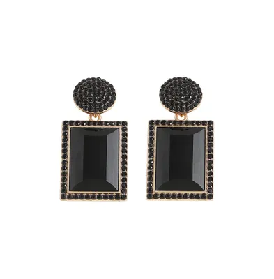 Sohi Women's Black Embellished Geometric Drop Earrings