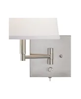 Lanett Modern Swing Arm Wall Lamps Set of 2 Brushed Nickel Plug