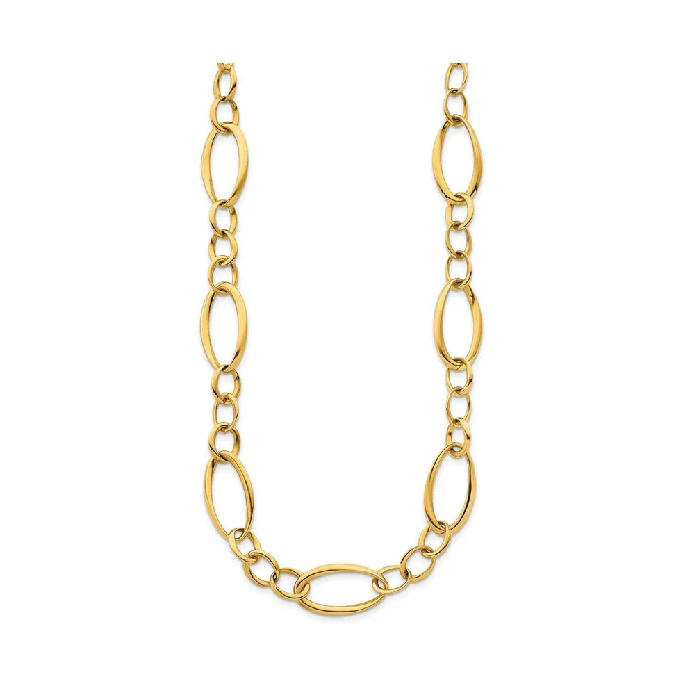 18k Yellow Gold Oval Link Toggle Necklace