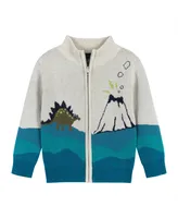 Andy & Evan Toddler Boys Toddler/Child Dino Landscape Intarsia Sweater Zip-Up Set