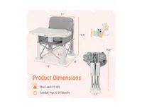 Portable Baby Booster Seat with Straps and Double Tray