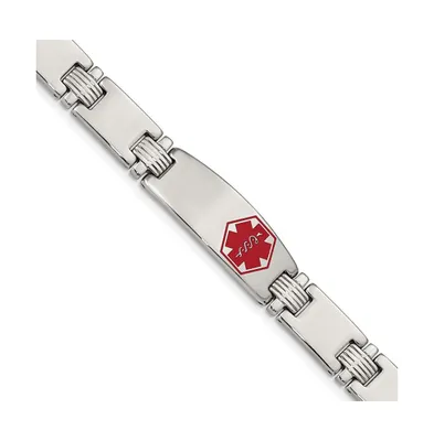 Chisel Stainless Steel Red Enamel Medical Id 8.5" Link Bracelet