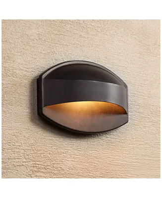 Xane Modern Outdoor Wall Light Fixture Halogen Bronze Metal 11" Eyebrow Curving Frame Dark Sky Design for Exterior House Porch Patio Outside Deck Gara