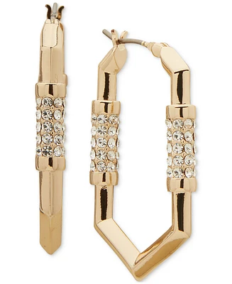 Karl Lagerfeld Paris Medium Pave Geometric Link Hoop Earrings