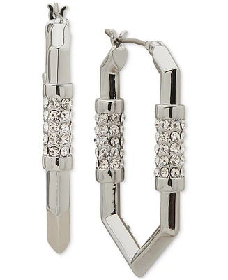 Karl Lagerfeld Paris Medium Pave Geometric Link Hoop Earrings