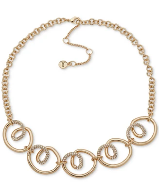 Dkny Gold-Tone Pave Twist Statement Necklace, 16" + 3" extender