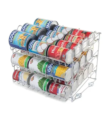 Stackable Pantry Can Organizer - 3-Tier Soda Can Organizer - Multifunctional Chrome-Finish Can Rack Organizer for Up to 36 Cans