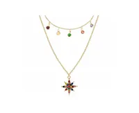 Star Necklace Layered with Rainbow Cubic Zirconia Stones