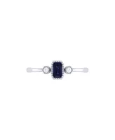 LuvMyJewelry Emerald Sapphire Gemstone Round Natural Diamond 14K White Gold Birthstone Ring