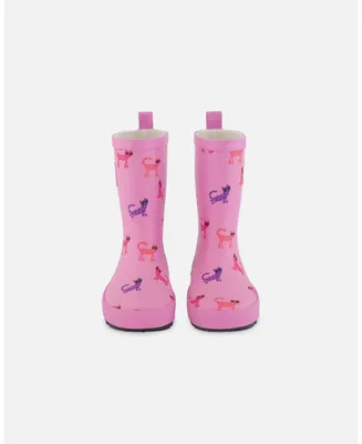 Girl Rain Boots Pink Printed Sunglasses Cats - Toddler|Child