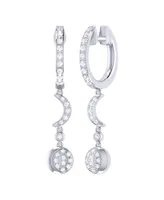 LuvMyJewelry Moonlit Phases Design Sterling Silver Diamond Hoop Women Earring