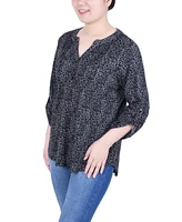 Ny Collection Women's 3/4 Roll Sleeve Top