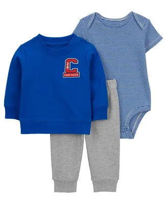 Carter's Baby Boys Little Pullover, Bodysuit and Pants, 3 Piece Set