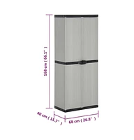 vidaXL Garden Storage Cabinet with 3 Shelves Gray&Black 26.8"x15.7"x66.1"