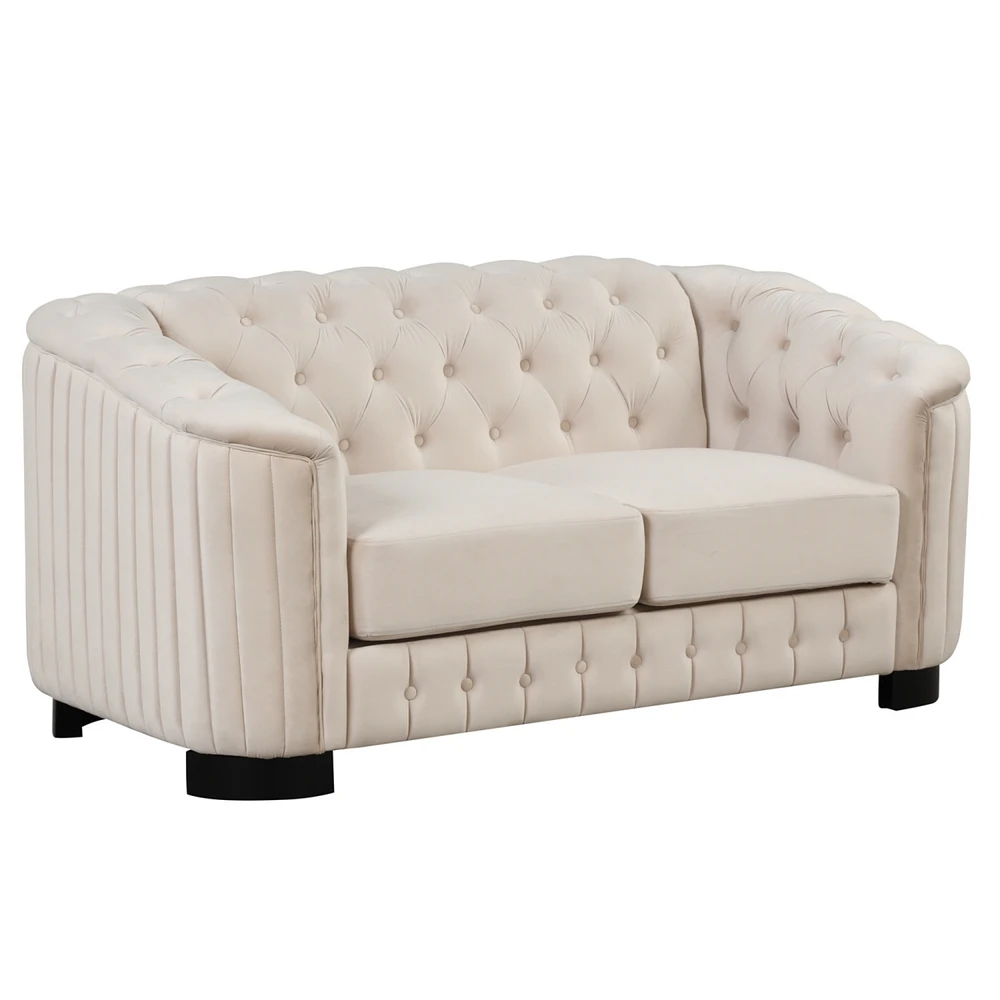 Simplie Fun 64" Velvet Upholstered Loveseat Sofa