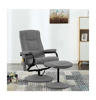 vidaXL Massage Recliner with Footrest Light Gray Fabric