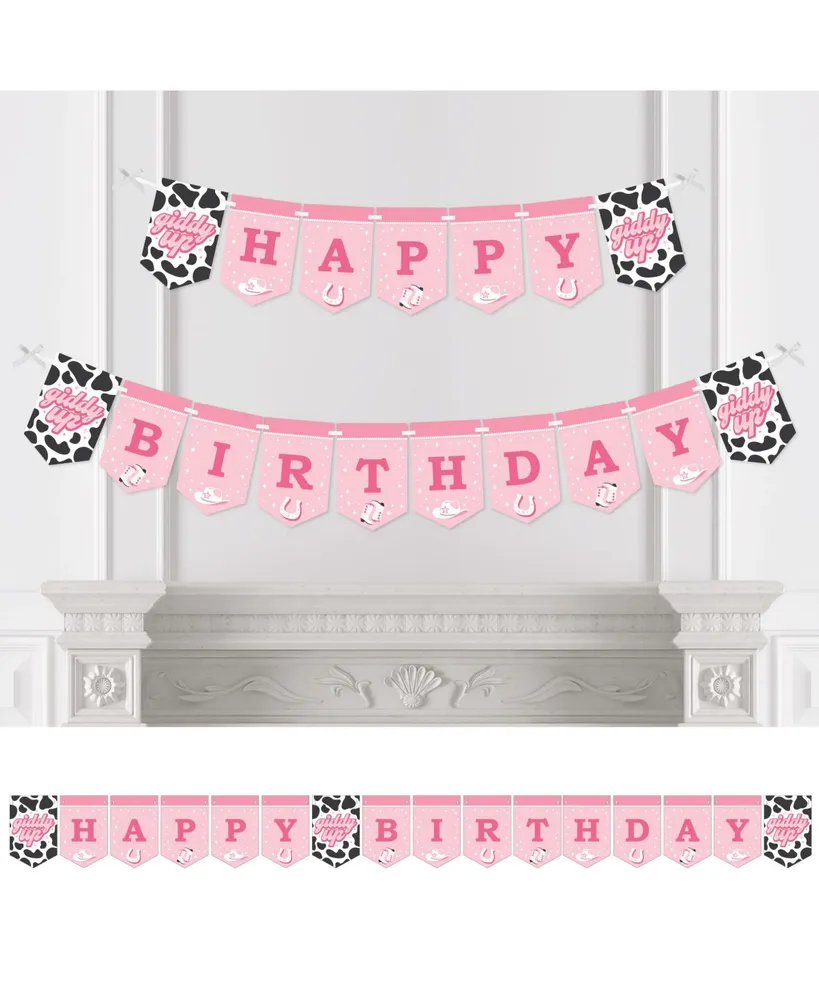 Rodeo Cowgirl - Pink Western Birthday Party Bunting Banner - Happy Birthday