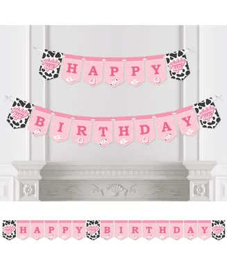 Rodeo Cowgirl - Pink Western Birthday Party Bunting Banner - Happy Birthday