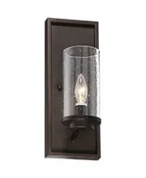 Nobel Industrial Rustic Wall Light Sconce Bronze Hardwired 5 1/4" Fixture Clear Seedy Cylinder Glass Shade for Bedroom Bedside Bathroom Vanity Living