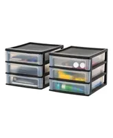 Iris 3-Drawer Desktop Organizer for Office, Files & Supplies, Medium, Black, 2 Pack