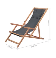 vidaXL Folding Beach Chair Fabric and Wooden Frame Gray