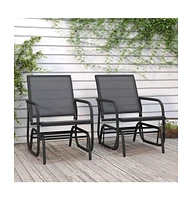 vidaXL Garden Glider Chairs 2 pcs Black 24"x29.9"x34.3" Textilene&Steel