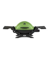 Weber Q 1200 Liquid Propane Grill (Green) with Portable Cart Bundle