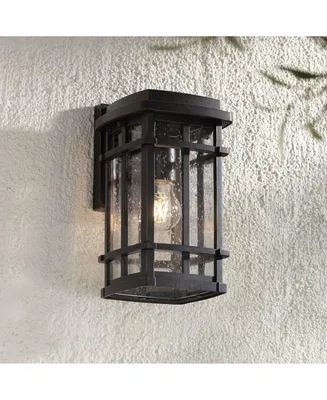Neri Mission Outdoor Wall Light Sconce Fixture Oil Rubbed Bronze 12 1/2" Clear Seedy Glass Decor for Exterior House Porch Patio Outside Deck Garage Ya