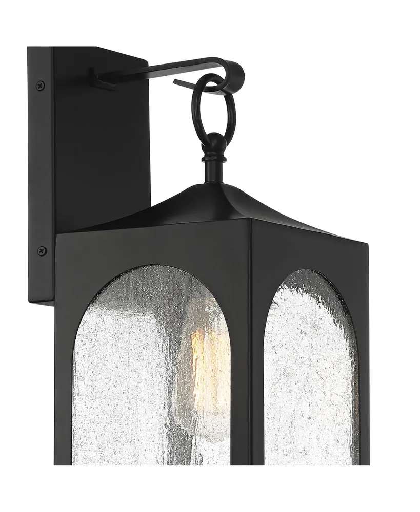 Tyne Modern Industrial Lantern Outdoor Wall Light Fixture Matte Black Metal 20 1/2" Clear Seedy Glass for Exterior House Porch Patio Outside Deck Gara