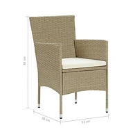 vidaXL Patio Dining Chairs 4 pcs Poly Rattan Beige