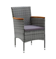 Patio Dining Chairs 4 pcs Poly Rattan Gray