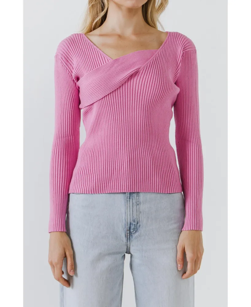 Women's Cross Wrap Fine Knit Sweater