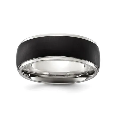 Chisel Stainless Steel Brushed Ip-plated Center Band Ring