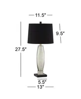 Landro Modern Luxury Table Lamps 27 1/2" Tall Set of 2 Mercury Glass Silver Black Fabric Tapered Drum Shade for Bedroom Living Room House Home Bedside