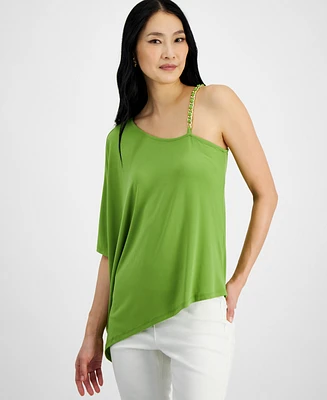 I.n.c. International Concepts Women's Chain-Strap Asymmetric Top, Created for Macy's