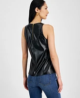 I.n.c. International Concepts Women's Faux-Leather Sleeveless Top, Created for Macy's