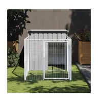 Dog House with Run Light Gray 43.3"x79.1"x43.3" Galvanized Steel